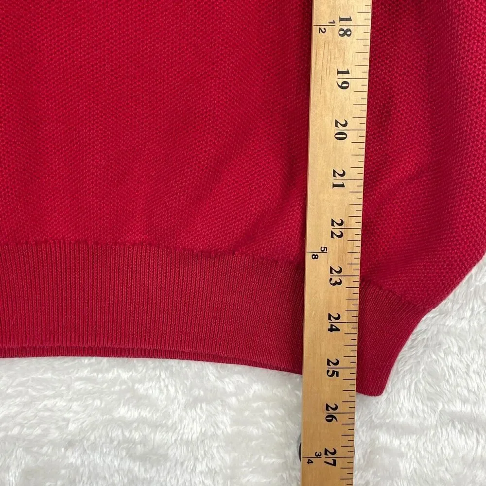 Polo Ralph Lauren Sweater Mens XL Red Pima Cotton Waffle Knit Quarter Zip Pony - Picture 6 of 11